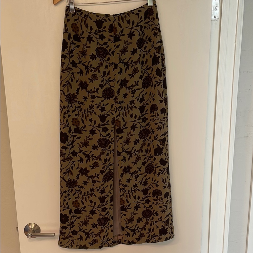 Banana Republic Floral Brown Skirt with Slit